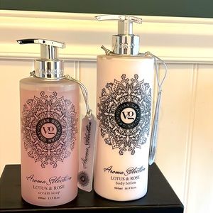 Vivian Gray LOTUS & ROSE Creamy Soap (13.5 oz)+ Body Lotion (16.9 oz) SET of 2pc